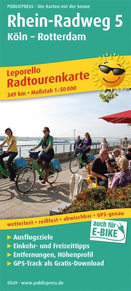 Rhein-Radweg 5 Köln - Rotterdam Radwanderkarte 1 : 50 000