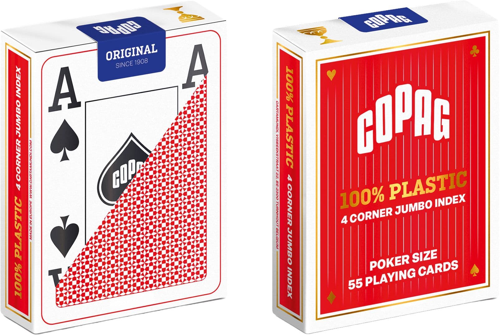 ASS Altenburger Spielkarten - Copag 100% Plastik Poker Jumbo Index rot