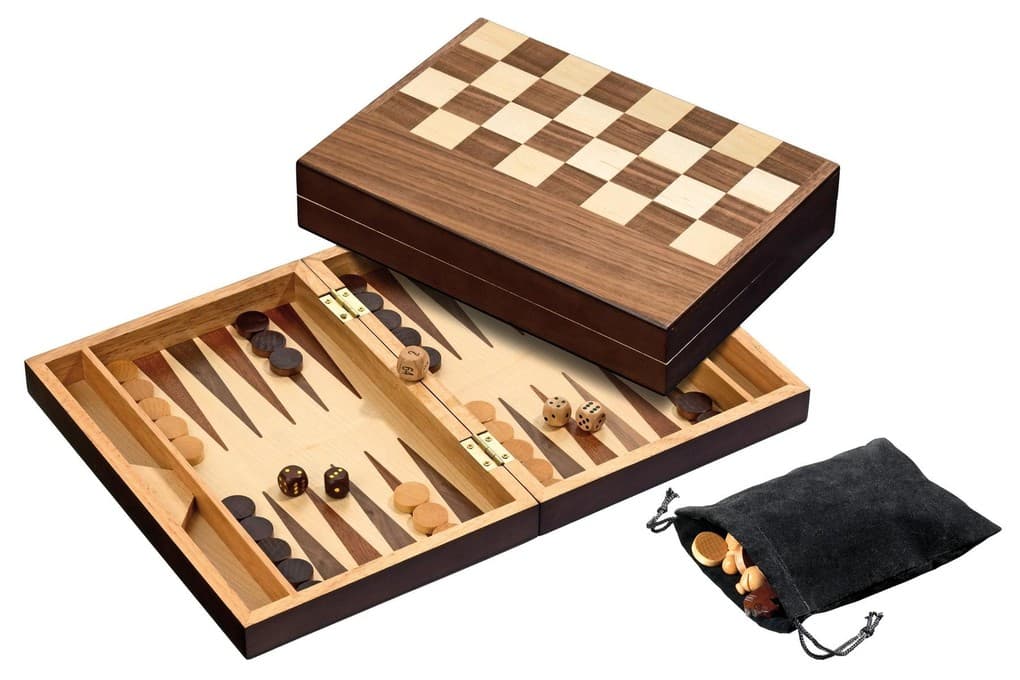 Philos - Schach-Backgammon Walnuss, Feld 32 mm
