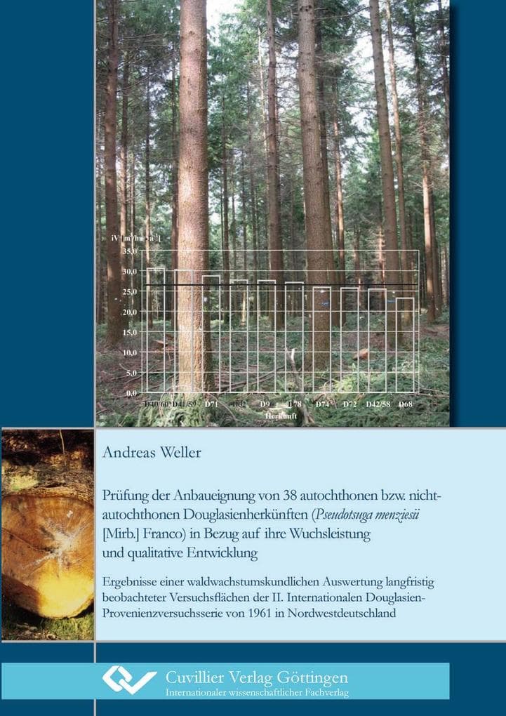 Prüfung der Anbaueignung von 38 autochthonen bzw. nichtautochthonen Douglasienherkünften (Pseudotsuga menziesii [Mirb.] Franco) in Bezug auf ihre Wuchsleistung und qualitative Entwicklung