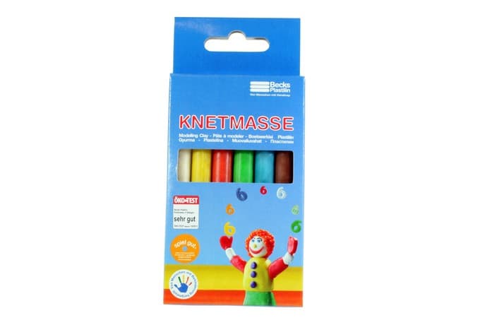 Becks Plastilin Knetmasse 135 g, Schulknete, 6 Stangen, 6 Farben