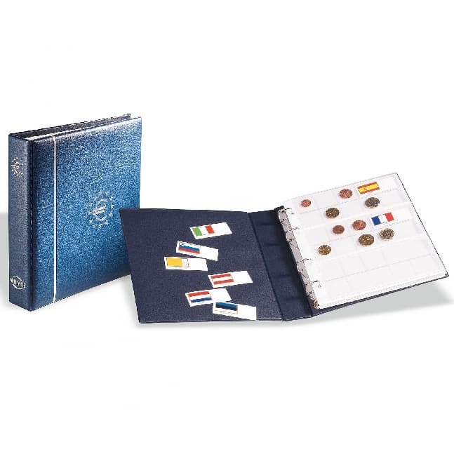 Numis Ringbinder, inkl. 7 Hüllen für 21x Euro-Kursmünzensätze, blau
