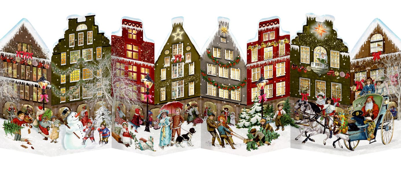 Aufstell-Adventskalender - Nostalgisches Häuserleporello