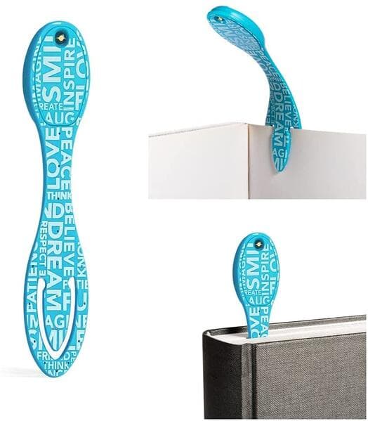 Flexilight Leselicht (Blue Words) | hellblau | 2 in 1 Leselampe & Lesezeichen | LED Leselicht | Geschenk für Leser, Buchliebhaber | Deutsche Ausgabe