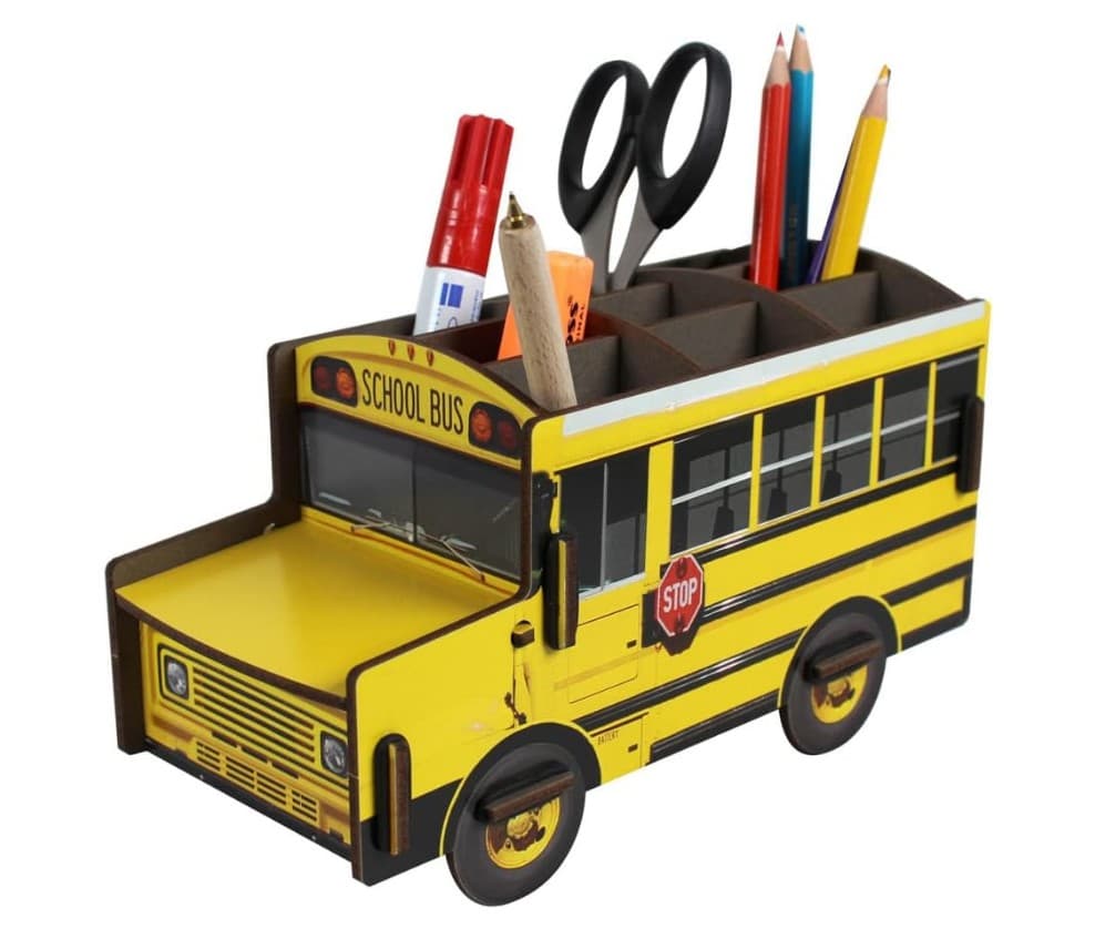 Werkhaus Stiftebox Schoolbus, Schulbus, 9 x 11 x 22 cm