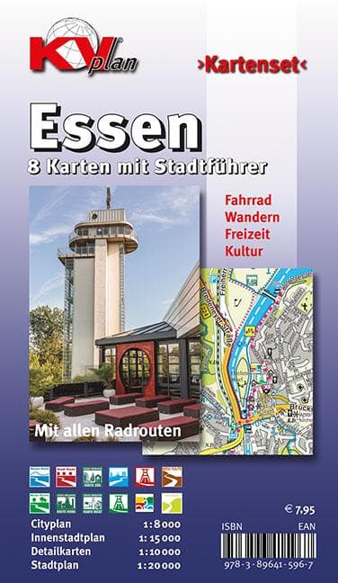 Essen Kartenset, KVplan, Radkarte/Wanderkarte/Stadtplan, 1:20.000 / 1:15.000 / 1:10.000