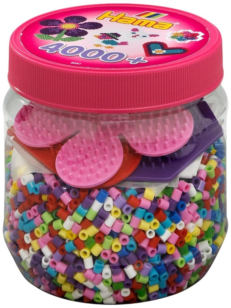 Hama - Dose mit 4000 Bügelperlen und drei Stiftplatten
