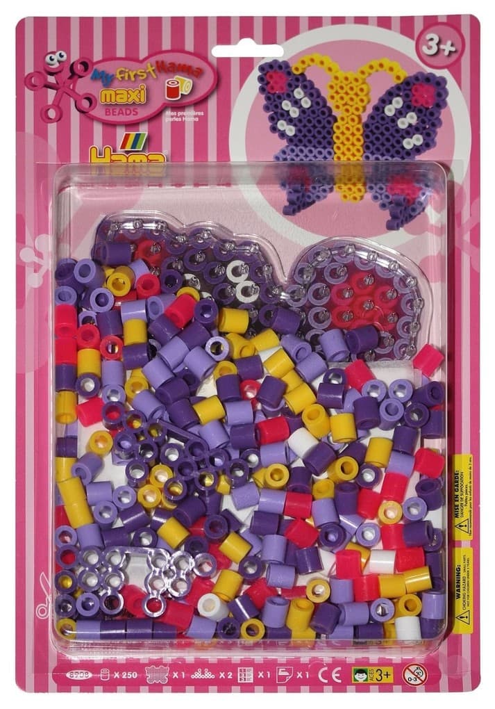 Hama 8908 - Maxiperlenset Schmetterling, circa 250 Bügelperlen, eine Stiftplatte und ein Bügelpapier