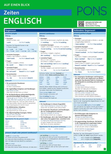 PONS Zeiten auf einen Blick Englisch