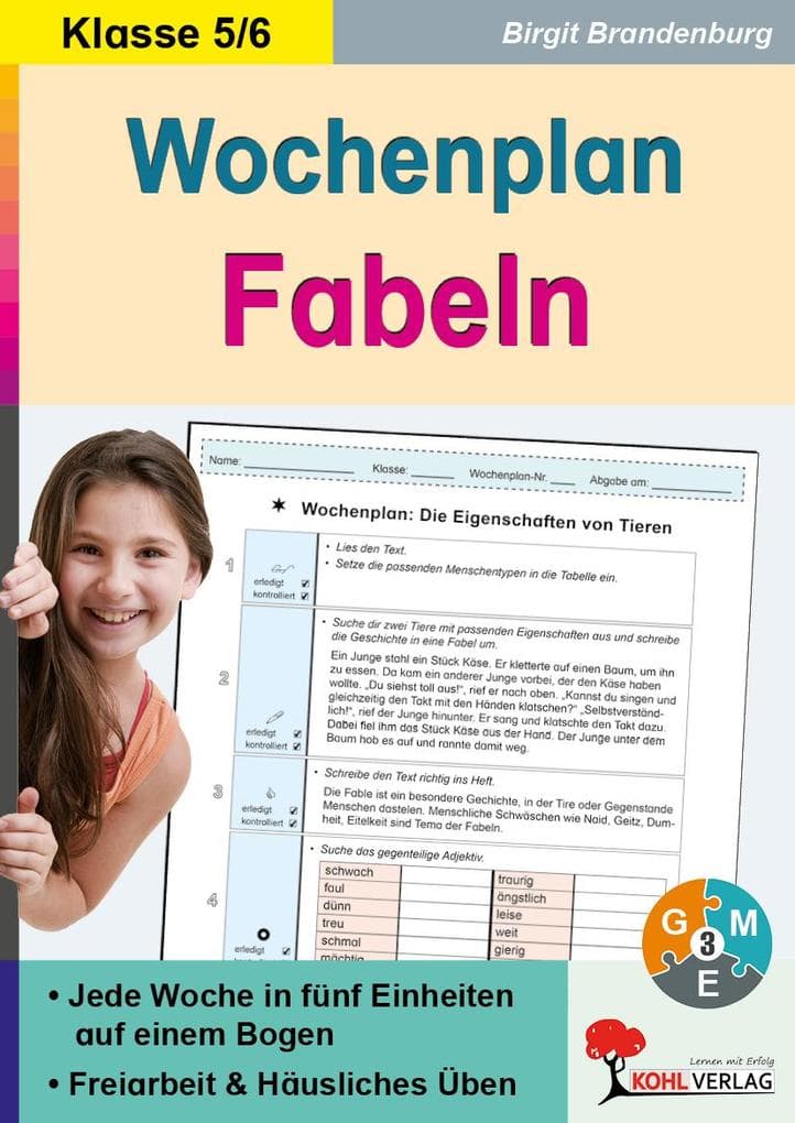 Wochenplan Fabeln / Klasse 5-6