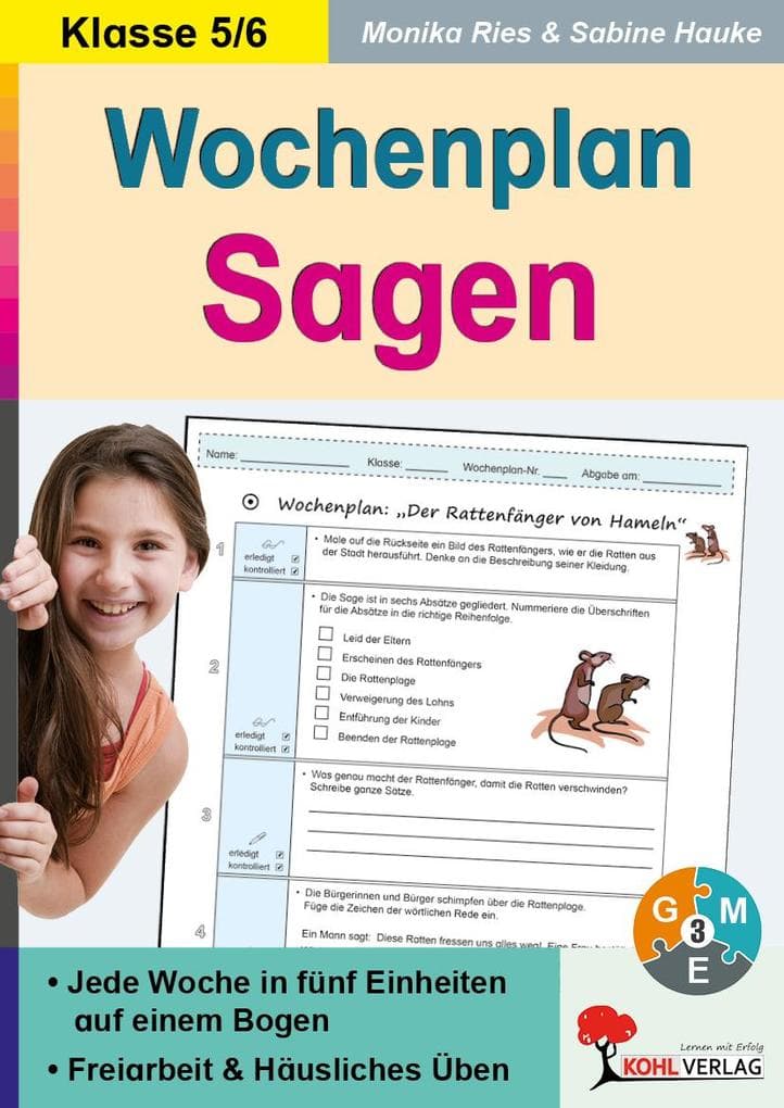 Wochenplan Sagen / Klasse 5-6