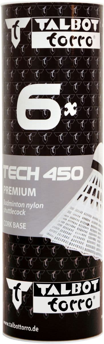 Talbot-Torro - Badmintonball Tech 450, Premium Nylonfederball, 6er Dose, Korb:weiß rot, fast