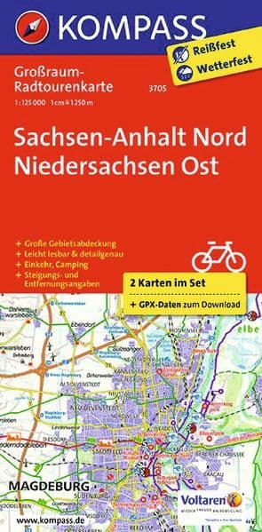 KOMPASS Großraum-Radtourenkarte 3705 Sachsen-Anhalt Nord - Niedersachsen Ost 1:125.000
