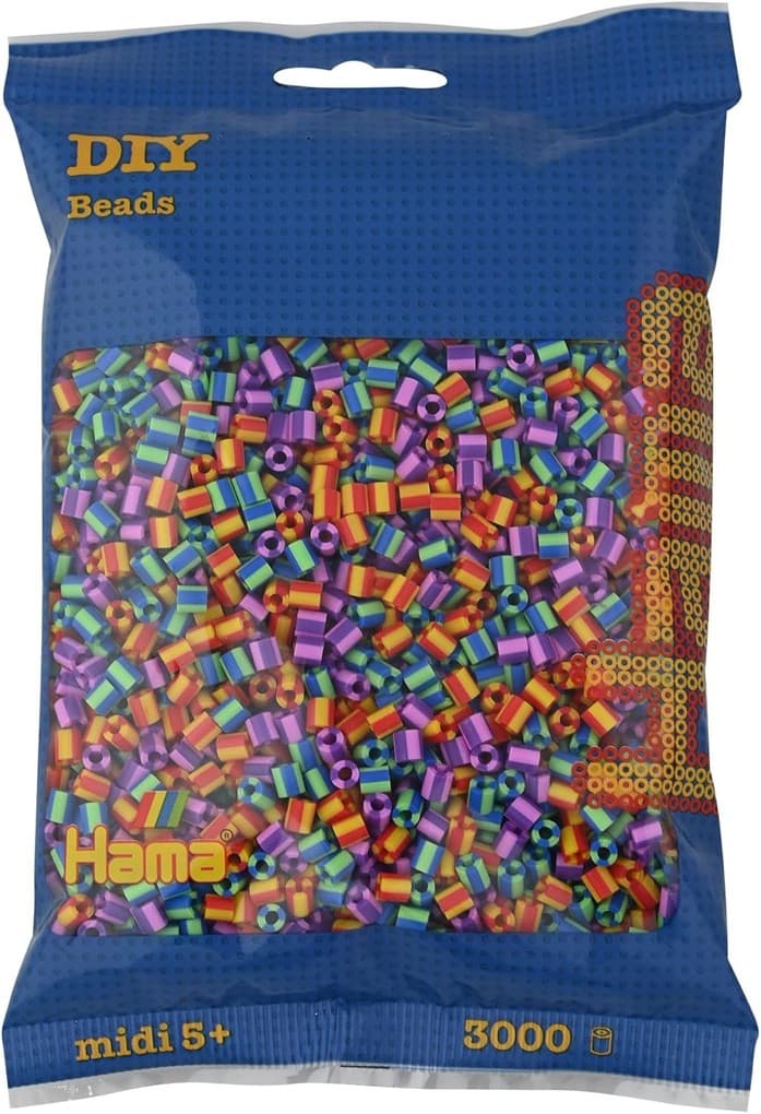Hama 201-92 - DIY Bügelperlen Midi 5+, ca. 3000 Stück, Mix 92 gestreift