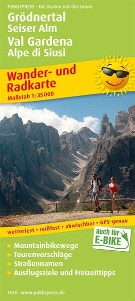 Grödnertal, Seiser Alm / Val Gardena, Alpe di Siusi Wander- und Radkarte 1 : 35 000