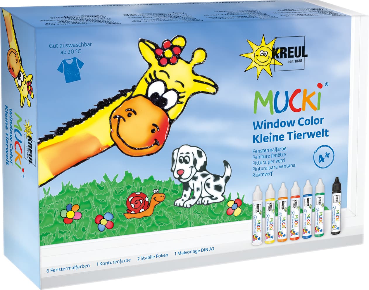 KREUL MUCKI Window Color Set Kleine Tierwelt, 7 x 29 ml Fenstermalfarbe