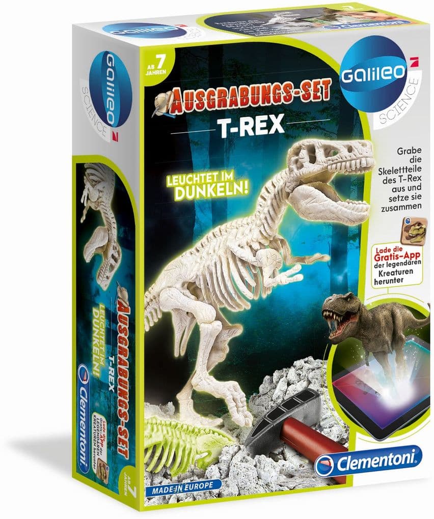 Clementoni - Galileo - Ausgrabungs-Set - T-Rex fluoreszierend