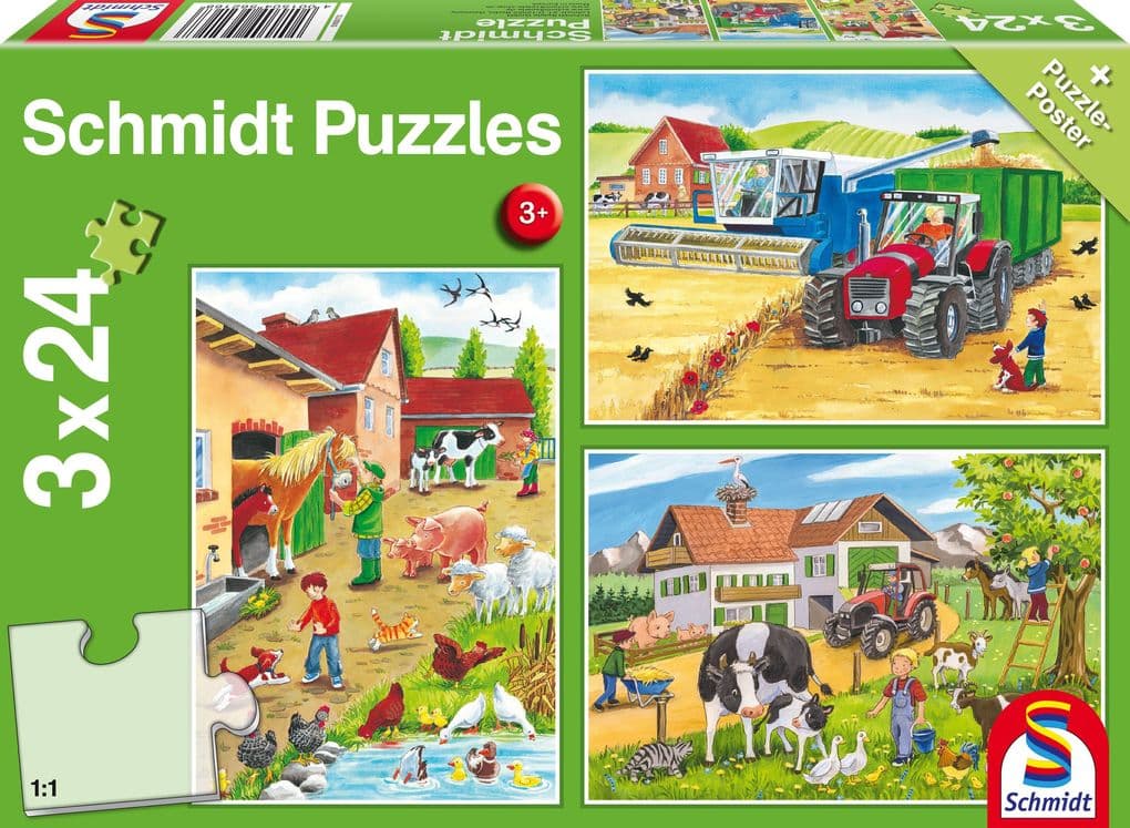 Auf dem Bauernhof. 3 x 24 Teile Puzzle