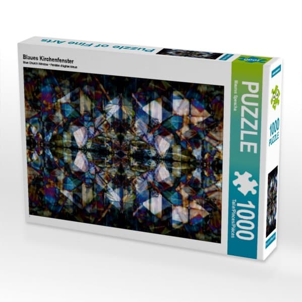 CALVENDO Puzzle Blaues Kirchenfenster | 1000 Teile Lege-Größe 64x48cm Foto-Puzzle für glückliche Stunden