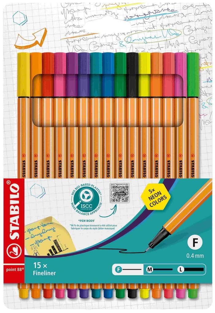 STABILO Fineliner Fineliner point 88, 15er Set