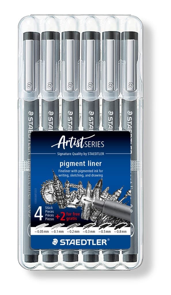 STAEDTLER Finliner pigment liner schwarz 6er Set