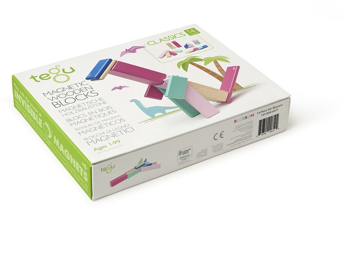 Tegu - 14 Magnetische Holzbausteine pink
