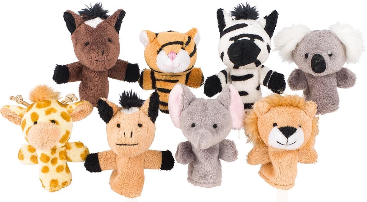 Goki 15125 - Fingerpuppenset Wilde Tiere, 8er Set