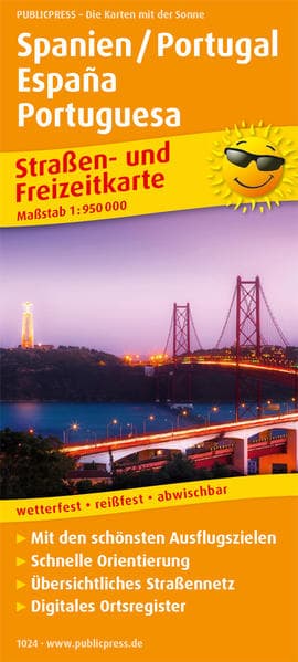 PUBLICPRESS Straßen- und Freizeitkarte Spanien / Portugal, España, Portuguesa