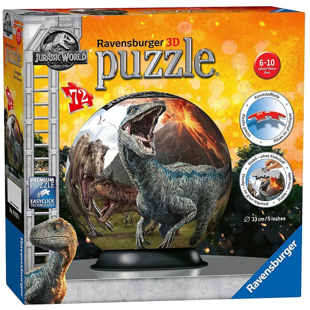 Ravensburger 3D Puzzle 11757 - Puzzle-Ball Jurassic World - Puzzle-Ball für Dinosaurier-Fans ab 6 Jahren
