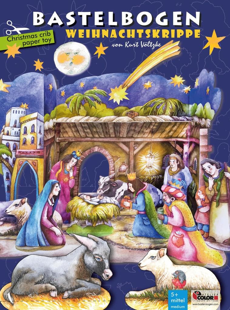 Weihnachtskrippe basteln Bastelbogen Ausschneidebogen Papierkrippe