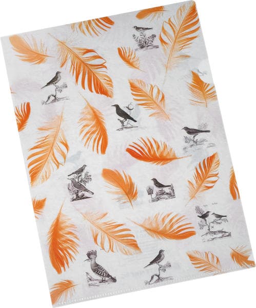 Pasta für Nachtigallen Bunte Sichthülle - Motiv Orange Federn