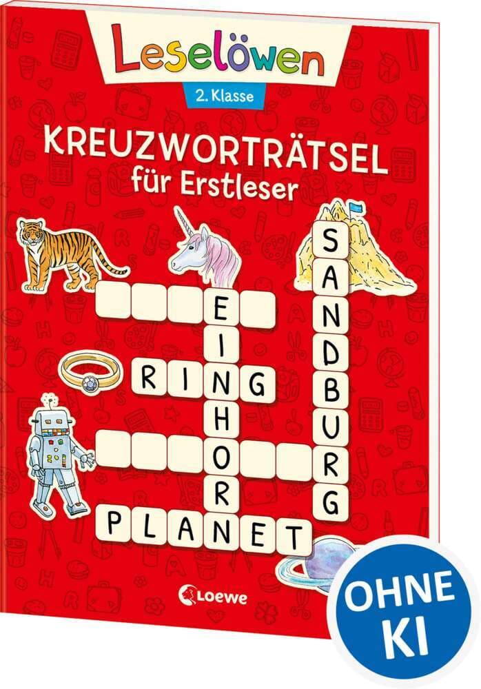Leselöwen Kreuzworträtsel für Erstleser. 2. Klasse (Rot)