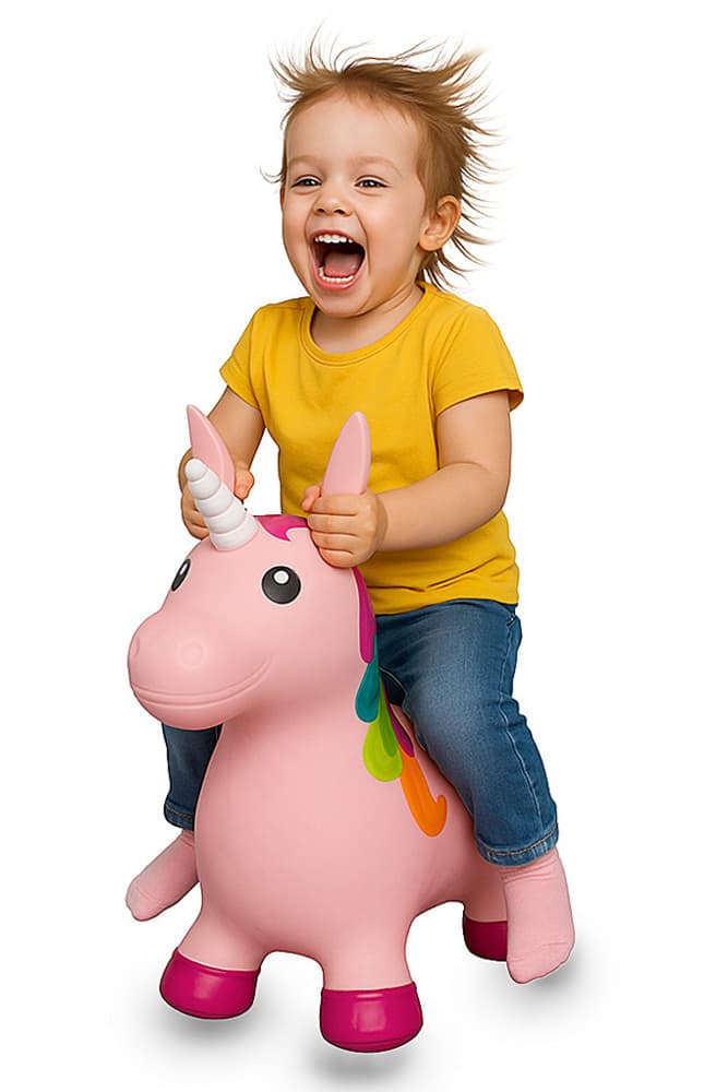 Jamara - Hüpftier Einhorn bunt mit Pumpe