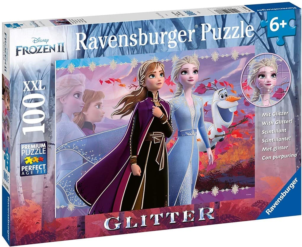 Ravensburger Kinderpuzzle - 12868 Starke Schwestern - Disney Frozen-Puzzle für Kinder ab 6 Jahren, mit 100 Teilen im XXL-Format, mit Glitter