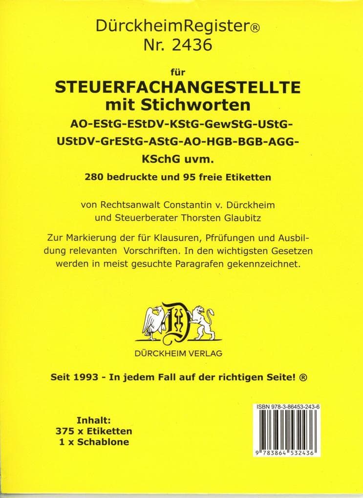 DürckheimRegister® STEUERFACHANGESTELLTE MIT STICHWORTEN