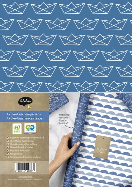 Geschenkpapier-Set: Papierboote (zur Geburt, Taufe, Kommunion, Konfirmation)
