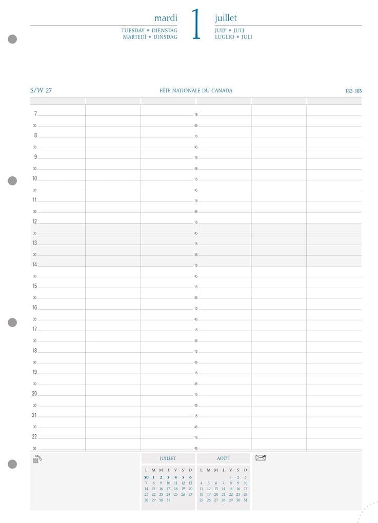Kalender 1 Tag pro Seite 1 Jahr 2027