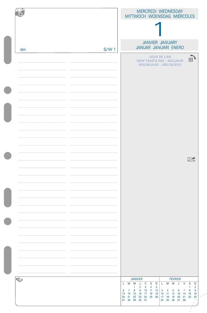 Kalender 1 Tag pro Seite 1 Jahr 2027