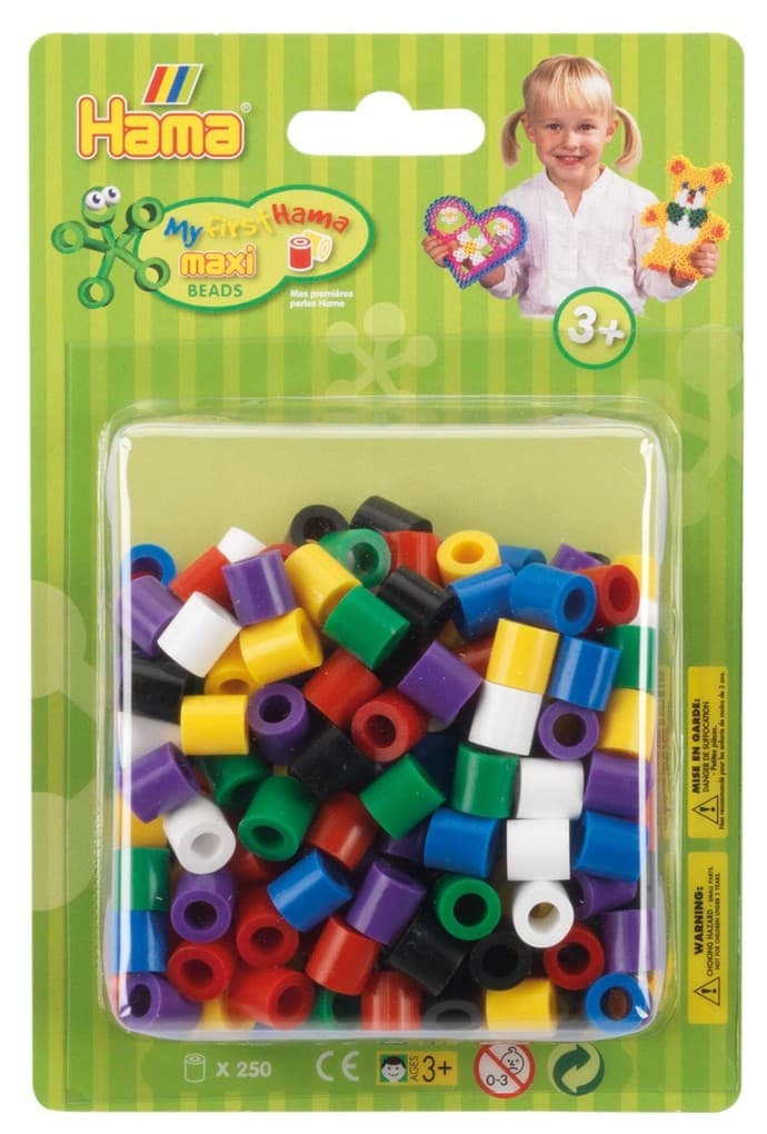 Hama 8520 - Perlen, Bügelperlen Maxi, 250 Stück, bunt, volltonmix
