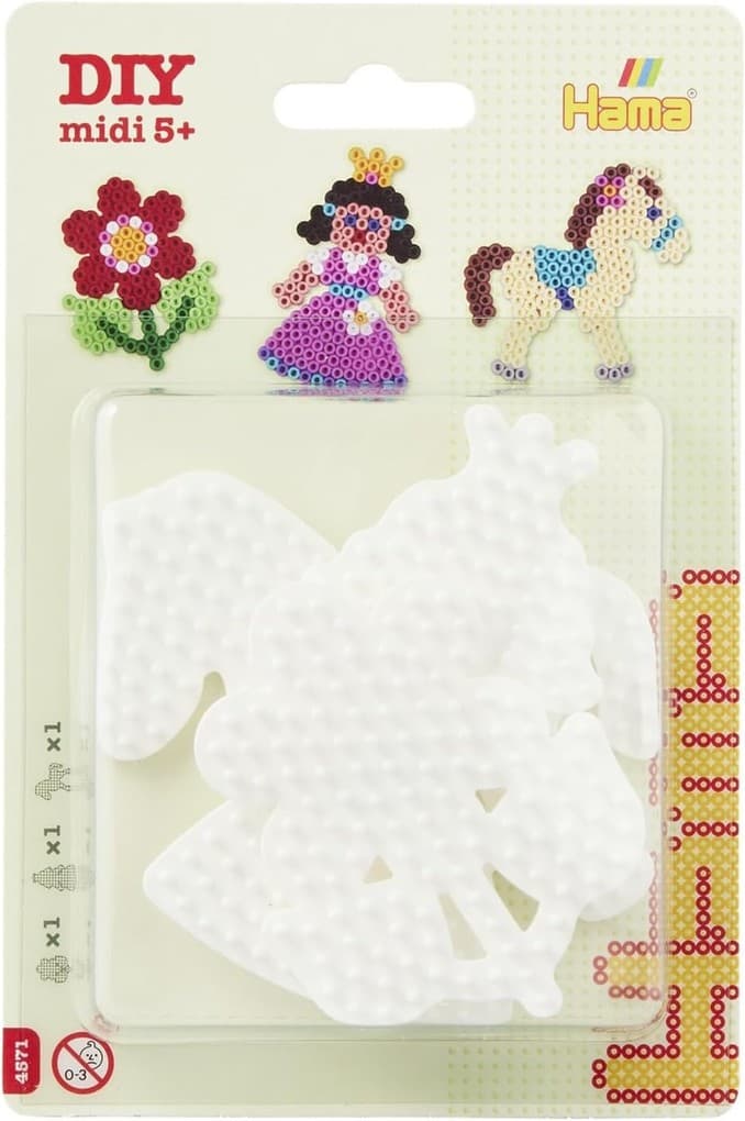 Hama 4571 - Stiftplatten 3er-Set, Pony, Blume und Prinzessin, Stiftplatten für Bügelperlen Midi 5+