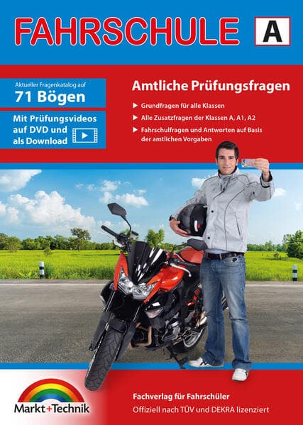 Führerschein Fragebogen Klasse A, A1, A2 - Motorrad Theorieprüfung original amtlicher Fragenkatalog auf 71 Bögen