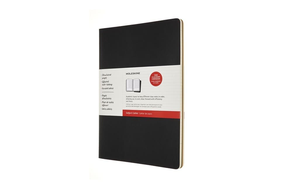 Moleskine Cahier Studien - Notizheft A4, Liniert, Kartoneinband, Schwarz, Packpapierbraun, 2 Bde.
