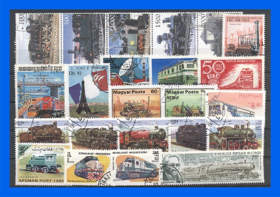 50 verschiedene Briefmarken Eisenbahnen