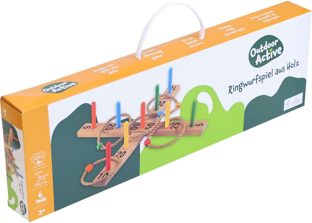 Outdoor active Ringwurfspiel aus Holz mit 9 Stäben
