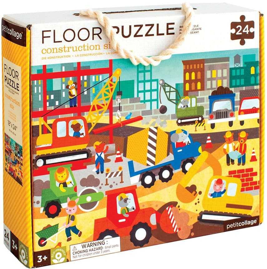 Petit Collage - Floor Puzzle Baustelle 24 Teile