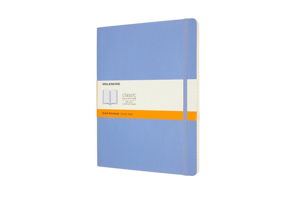 Moleskine Notizbuch XL, Liniert, Weicher Einband, Hortensien Blau