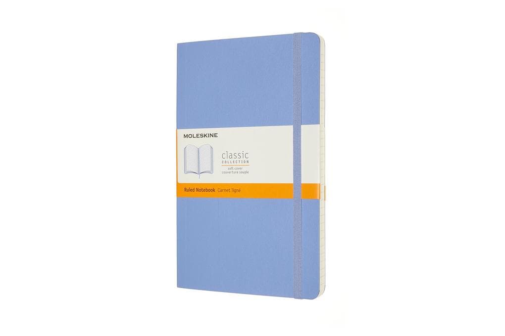 Moleskine Notizbuch Large/A5, Liniert, Weicher Einband, Hortensien Blau