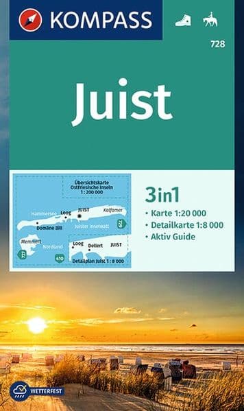 KOMPASS Wanderkarte 728 Insel Juist 1:20.000