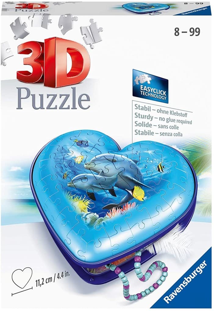 Ravensburger 3D Puzzle 11172 - Herzschatulle Unterwasserwelt - 54 Teile - Aufbewahrungsbox für Erwachsene und Kinder ab 8 Jahren