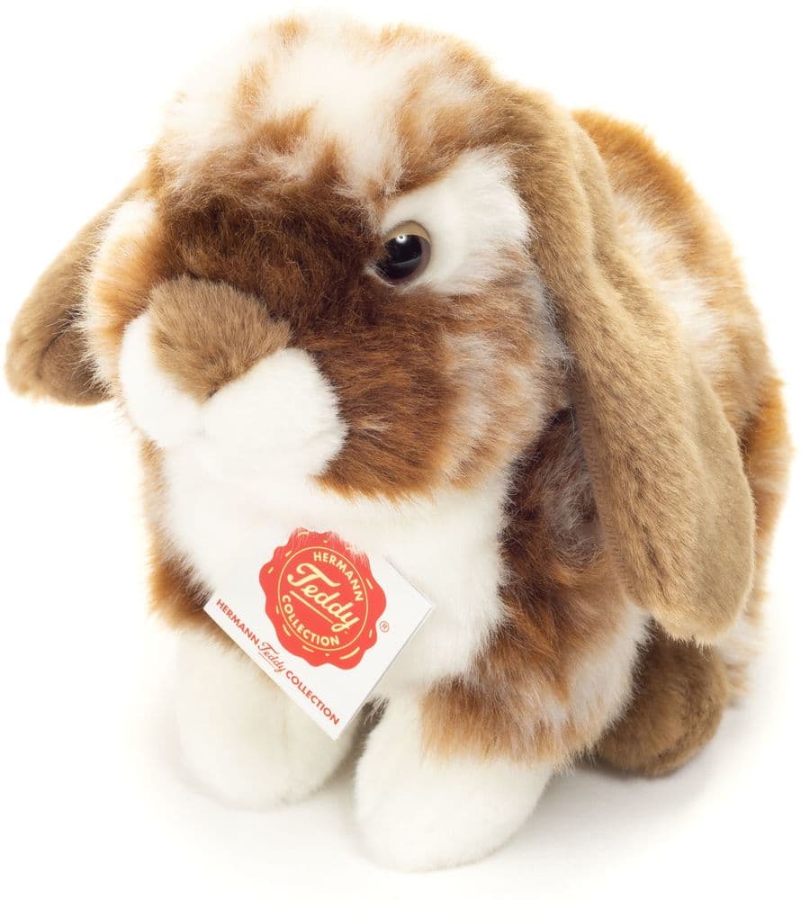 Teddy-Hermann - Hase sitzend dunkelbraun/weiß gescheckt 20 cm